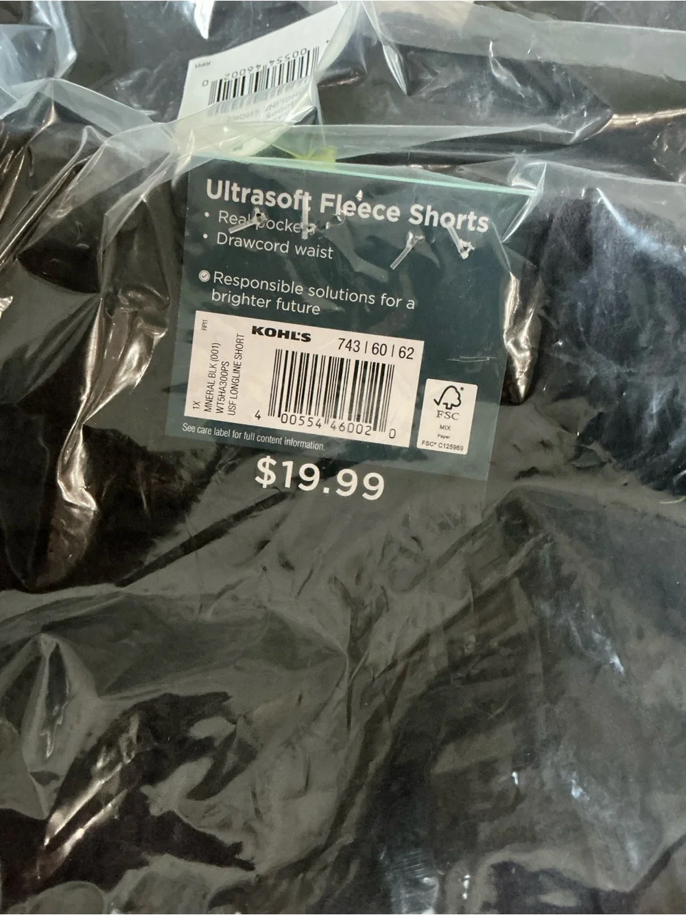 Tek gear Woman’s Ultrasoft Fleece Jogger Shorts - Mineral Black size 1X